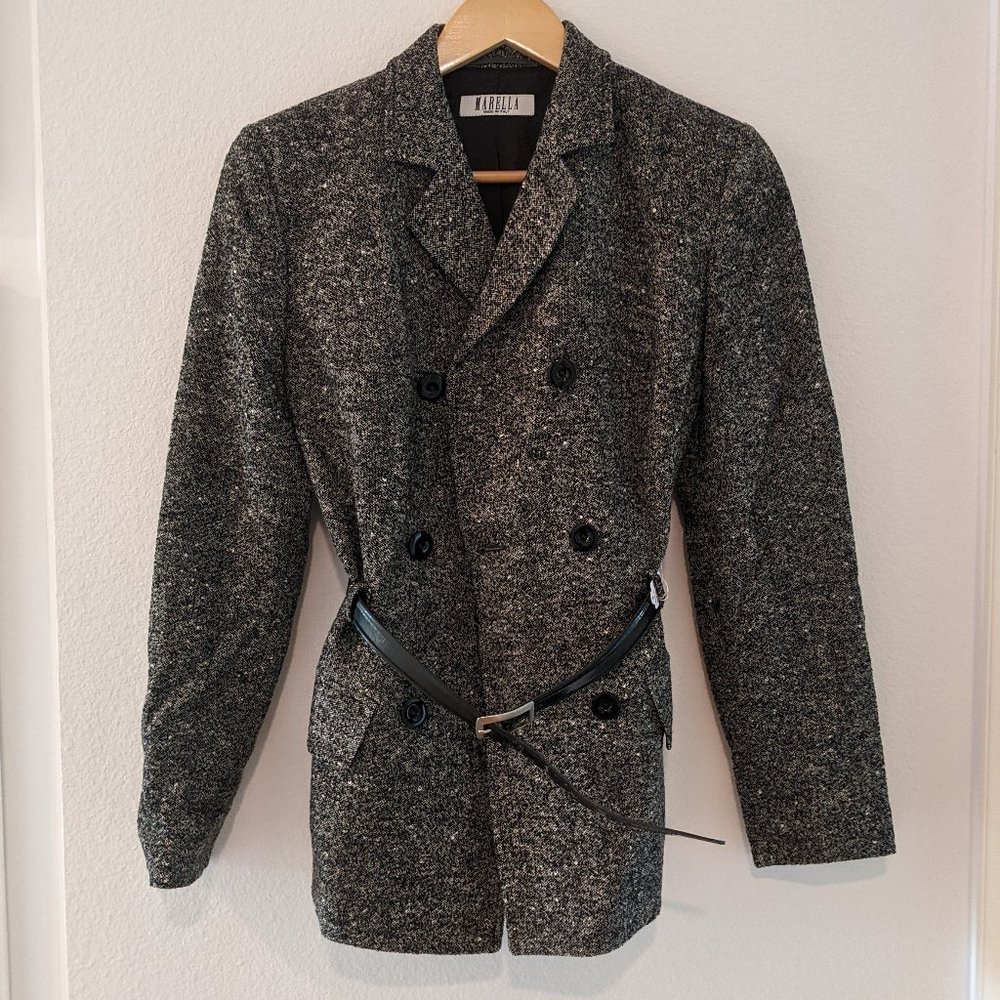 Vintage Marella Wool Belted Double Breasted Blazer Coat
